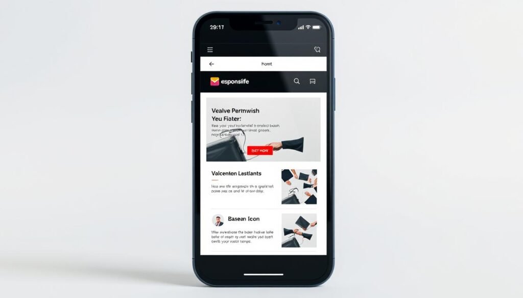 A modern, minimalist mobile email design with a clean white background. The foreground features a responsive smartphone mockup displaying an email template with a sleek, eye-catching layout. The design utilizes a balanced grid system, prominent call-to-action buttons, and carefully curated typography. The middle ground showcases various UI elements like icons, buttons, and responsive image layouts. The background has a subtle gradient or texture, conveying a sense of professionalism and digital elegance. The lighting is soft and diffused, creating depth and highlighting the design's key features. The overall atmosphere is one of simplicity, functionality, and mobile-optimized excellence.