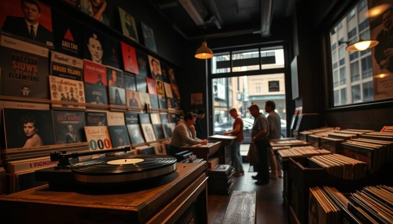 vinyl records, retro music trend, vintage sound