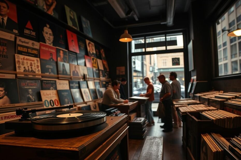 vinyl records, retro music trend, vintage sound