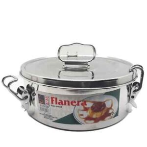 6-Inch Diameter Flanera, 1.5Qt. with lock and lid with handle, stainless steel - Image 1