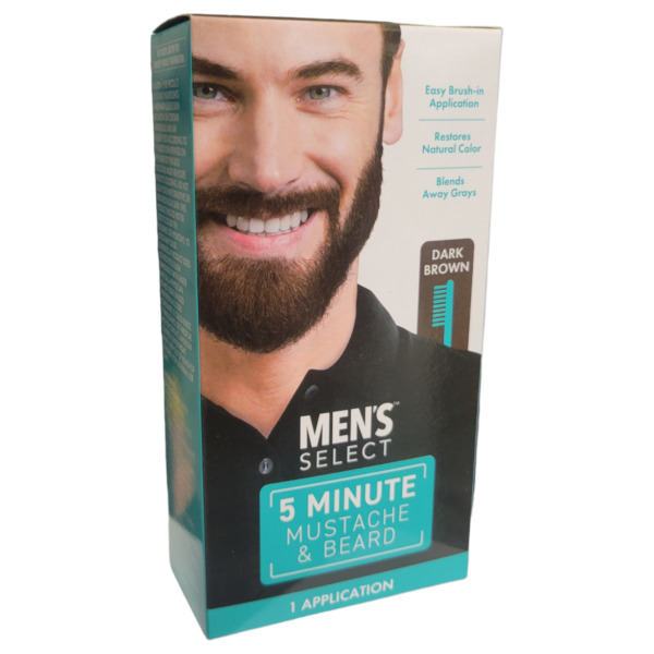 Men's Select Mustache and Beard Hair Color Dye 5 minute Black or Dark Brown